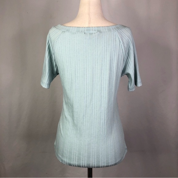 Modcloth sky blue raglan sleeve ribbed t-shirt tee shirt boat neck M - Picture 4 of 9